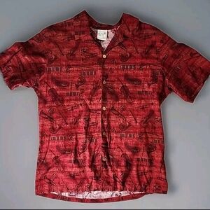 RARE The Aloha Shirt Lady Kauai Hawaiian Shirt  Red & Gold SHIRT‎ Size Large